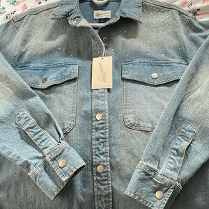 Universal thread rhinestone jean shacket size small